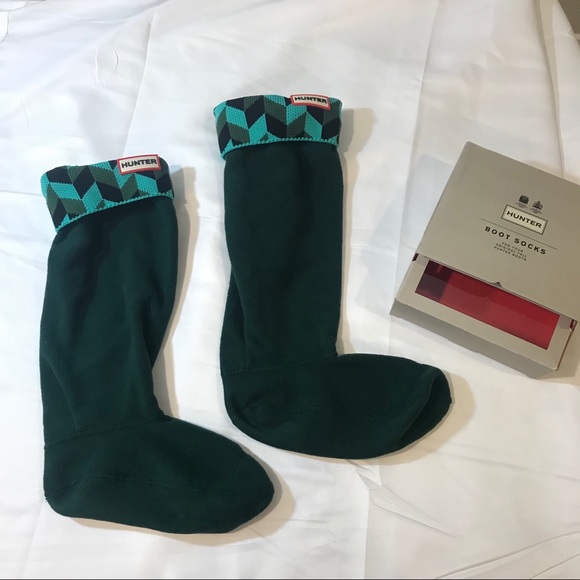 NIB Hunter 'Geometric Dazzle'‎ Original Tall Fleece Welly Socks in Medium - Picture 4 of 8